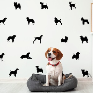 16 pcs Dogs Pattern Wall Decals - A Room with Dogs Wall Decals-Doggie Stickers for Kids Room Bedroom Nursery Playroom Decor For Dogs Room