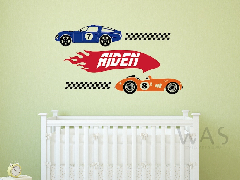 Personalized Race Car Name Wall Decal - Racing Wall Decals - Nursery ...