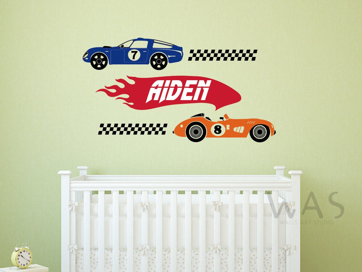 Personalized Race Car Name Wall Decal - Racing Wall Decals - Nursery ...