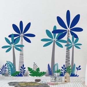 Tropical Tree  Leaves Nursery Tree Wall Stickers  For Kids Room Wall Decoration