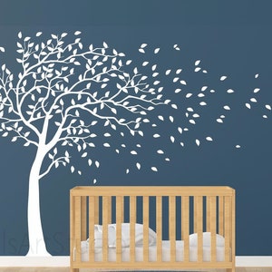 White Tree Wall Decal , Large Tree Wall Decal, Girls Room  Decal, Nursery Tree Wall Decal For Bedroom Wall Decor, Tree Decoration For Crib