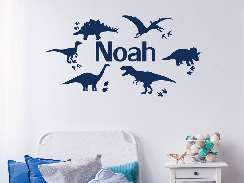 Dinosaur Name Wall Decals Personalized Name Dinosaur Wall Etsy