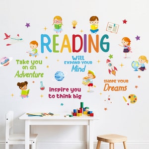 Lesen Wandaufkleber Kinder Wandtattoos Klassenzimmer Aufkleber Bunte Inspirierend Inspirierende Zitat Abziehbilder Leseraum Klassenzimmer