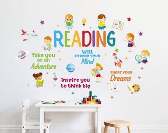 SUPERDANT Animaux Lecture Sticker Mural Lecture Citations