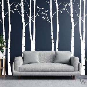 Birch Tree Wall Decal Nursery Forest Vinyl Sticker Removable, White Birch Tree Wall Decal, Birch Tree Wall Decal, Birch Tree Wall Sticker