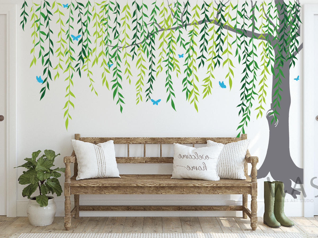 Ivy Plant Wall Decals Hanging Green Vine Wall Stickers Ivy Plant Wall Decor  Peel and Stick Wall Murals 3431ER 