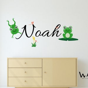 Personlized Name With Cute Frog Decals Wall Stickers Jumping Frogs with Dragonflies ,Frogs Sticker Set Individual Peel and Stick Wall Decals