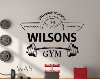 Gym Sport Workout Fitness Barbell Logo Sign Emblem Wall Sticker Vinyl Decal Mural Art Decor LP8260
