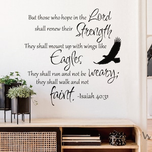 Bible Verse Wall Art Isaiah 40:31 - But those who hope in the Lord, Inspirational Bible Verse Wall Art Decor Motivational Christian Stickers