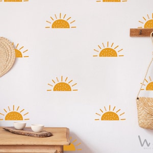 Sun Pattern Wall Decal Half Sun Style Wall Stickernursery - Etsy