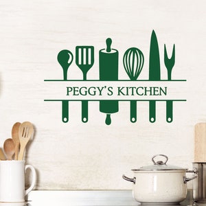 Personalized Name Kitchen Wall Decal,Kitchen Wall Decals,Custom Name Kitchen Wall Stickers