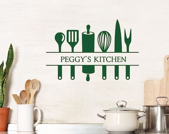 Personalized Name Kitchen Wall Decal,Kitchen Wall Decals,Custom Name Kitchen Wall Stickers