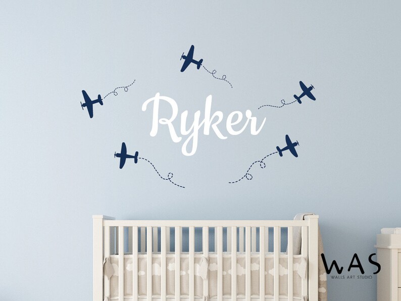 Personalized Name Wall Decal, Airplane Wall Decal, Boys Room Decor ...