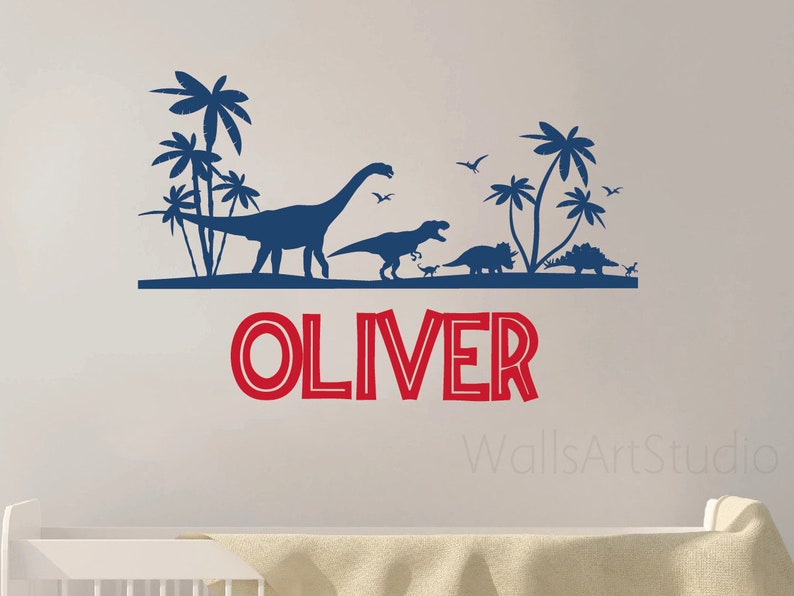 Dinosaur Name Wall Decals Dinosaur Decals personalized Name Etsy
