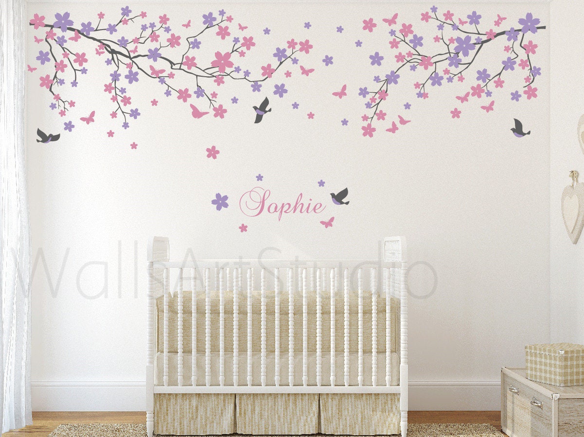 Cherry Blossom Tree Wall Decal Baby Room Tree Wall Sticker Etsy Nederland