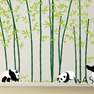 Panda Tree Wall Decals, Panda Wall Decals and Bamboo Decals,Large Tree Wall Decals, Panda Wall Stickers, Panda Bear With Bamboo Wall Decals image 3