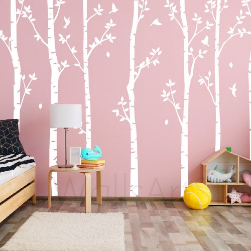 Large Wall Birch Tree Decal Forest Kids Vinyl Sticker Etsy