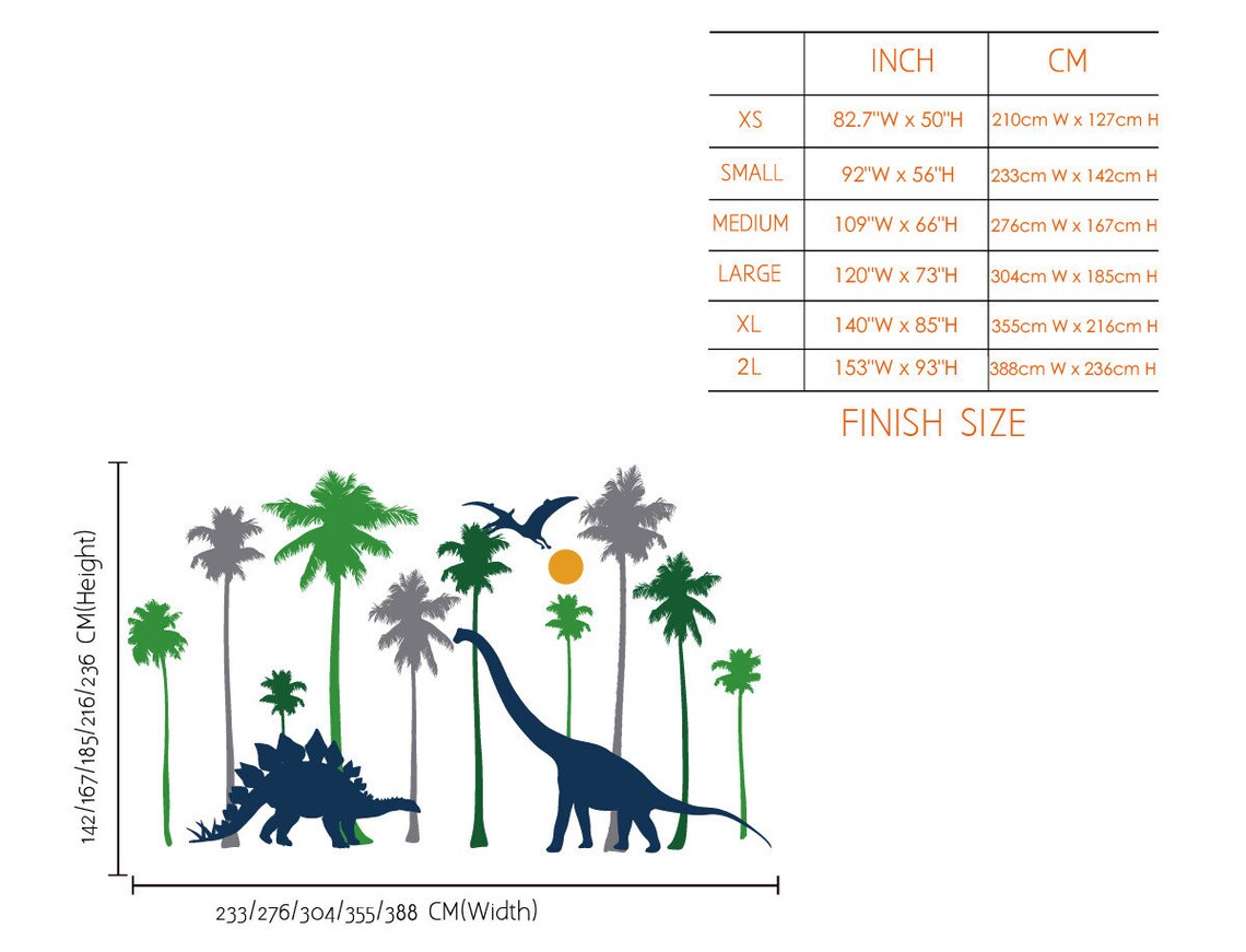 Large Tree With Dinosaurs Wall Decals Forest Wall Etsy