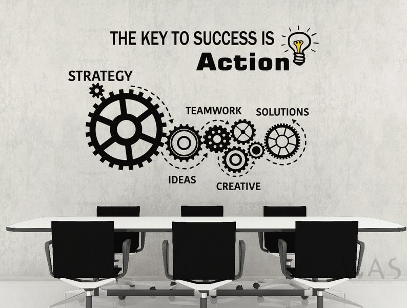 Teamwork Gears Vinyl Wall Decal Office Space Decor Interior Stickers ...