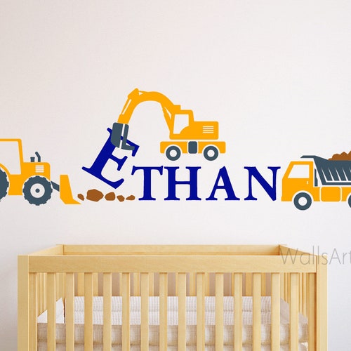 Personalized Name Construction Wall Decal Custom Name Etsy