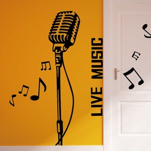 Musical Instrument Wall Decals Microphone  Decal Music Wall Art,Live Music Wall Decal