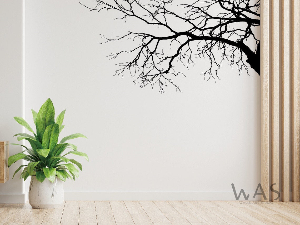 Tree Top Branches Wall Decal Vinyl Sticker Black Tree Wall Decal Black ...