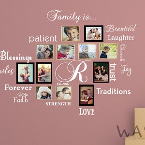 Family Wall Decal-Classic-Set of 13 Family Words Quote Family Wall Sticker Picture Wall Decal