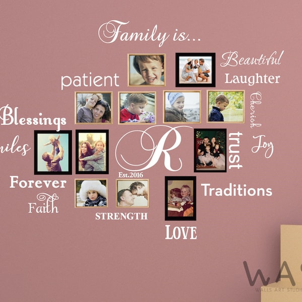 Family Wall Decal-Classic-Set of 13 Family Words Quote Family Wall Sticker Picture Wall Decal