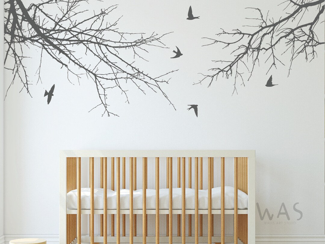 Tree Branch With Birds Wall Decal, Branches Birds Vinyl Sticker ...