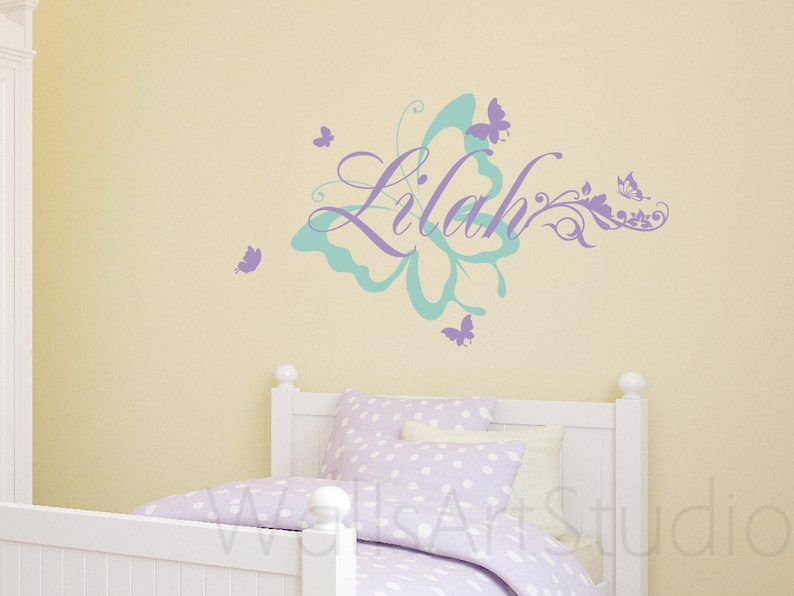 Butterfly With Name Wall Decal Butterfly With Personalized Etsy