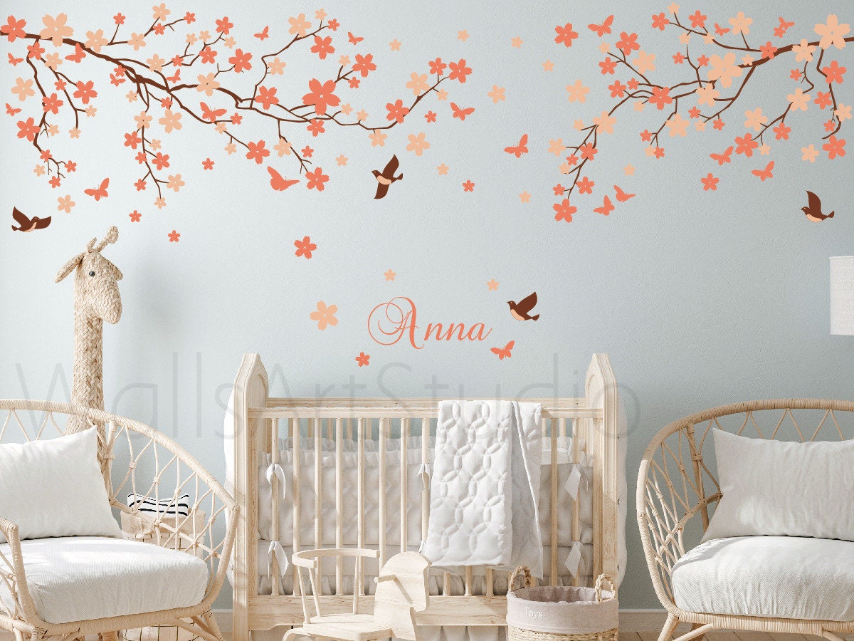 Cherry Blossom Tree Wall Decal Baby Room Tree Wall Sticker Etsy Nederland