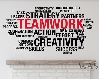 Art mural de bureau, décoration de bureau, décoration murale de bureau, décoration murale de bureau, dimensions 3D de travail d'équipe, travail d'équipe 3D, décalcomanies de bureau, oeuvre d'art motivante