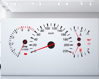 Speedometer  Decal, Racing Car Speedometer Vinyl Wall Sticker ,Kids Room Wall Sticker,Garage Decor