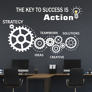 Teamwork Gears Vinyl Wall Decal Office Space Decor Interior Stickers ...