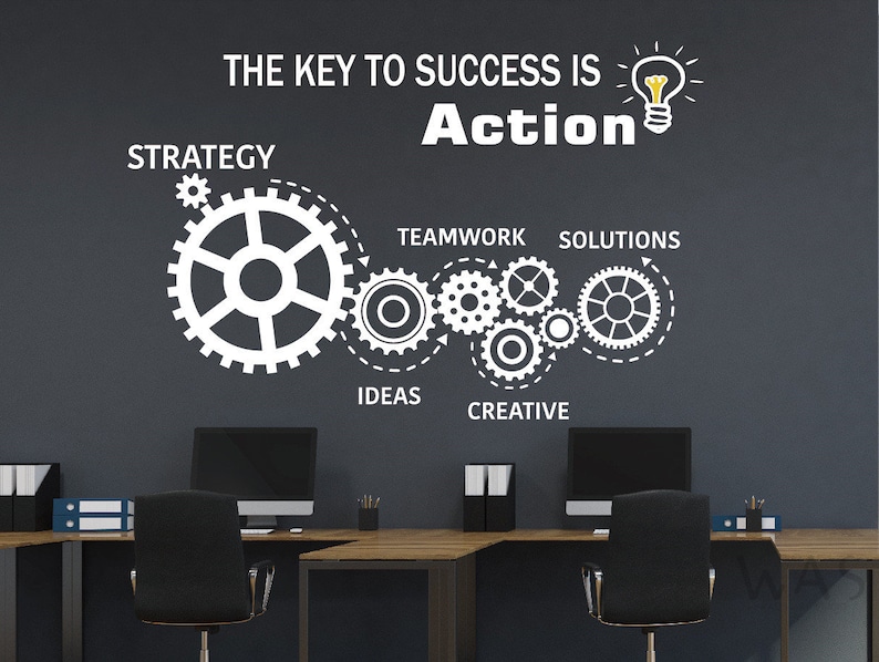 Teamwork Gears Vinyl Wall Decal Office Space Decor Interior Etsy