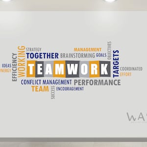 Teamwork Vinyl Wall Decal Office Space Decor Interior Stickers Mural Wall Quotes Wall Stickers Office Wall Art Inspirational Wall Decoration