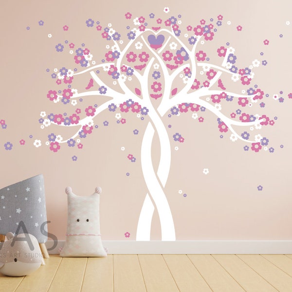 Cherry Blossom Trees  Wall Decal , Large Tree Wall Decal, Girls Room  Decal, Nursery Tree Wall Decal For Bedroom Wall Decor