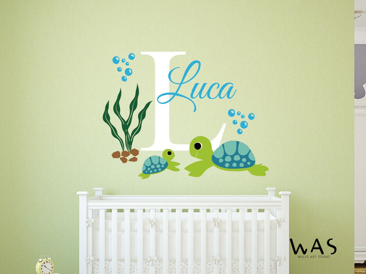 Turtle Name Sticker Turtles Customized Name Wall Decal Baby Boy Room Decor - Etsy