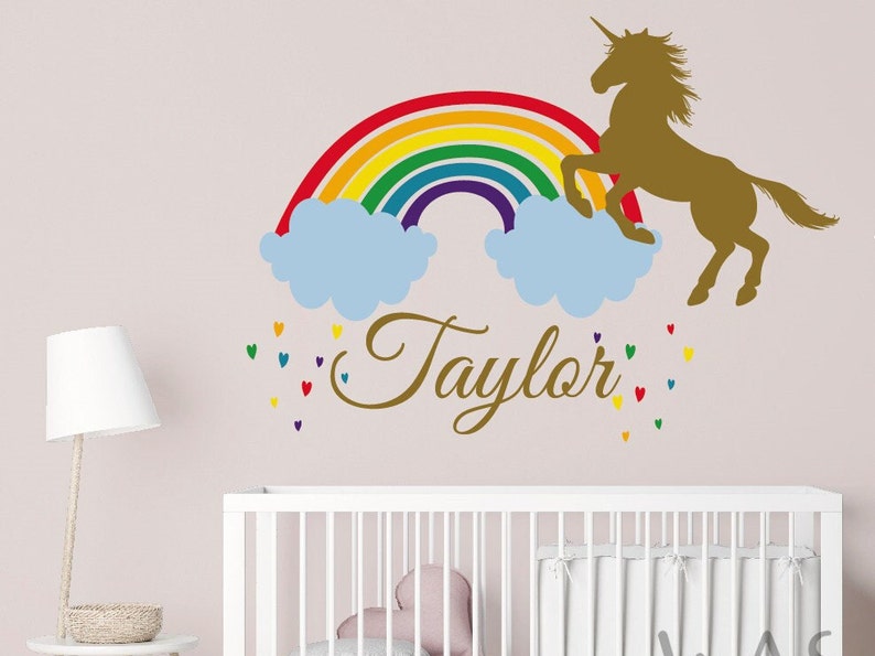 Unicorn Wall Decals Unicorn Wall Decal With Name Unicorn Wall Etsy