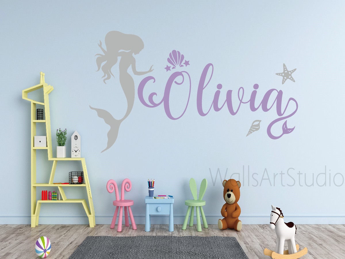 Name Decal, Mermaid Wall Decal , Starfish Nursery With Personalized ...