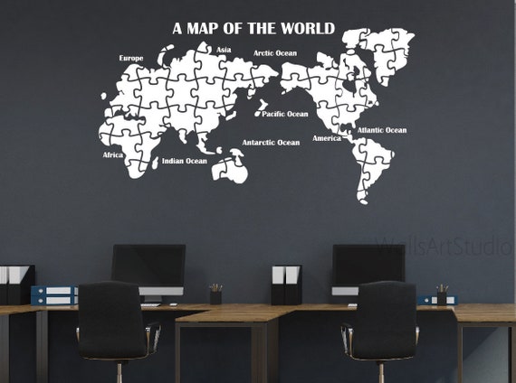 Wall Decal World Map Interactive Map Wall Sticker Room