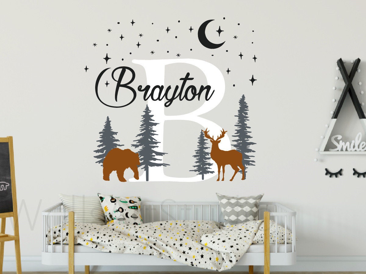 Personalisierte Name Aufkleber Kiefer mit Hirschen Namen | Etsy