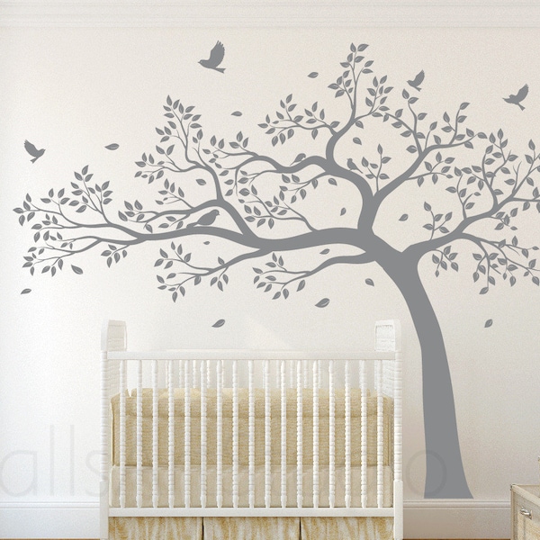 Grote boom muur sticker, kinderkamer muur sticker, meisjes kamer muur sticker, kwekerij boom muur vinyl sticker voor slaapkamer muur decor