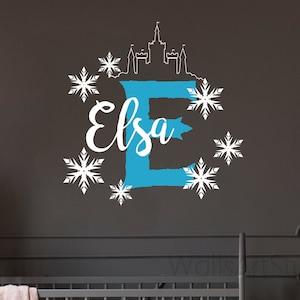 Snowflakes Decals , Name With Frozen Style Wall Decal, Let it go Sticker, Snowflake  Monogram Name Decal,Personalized Name Decal