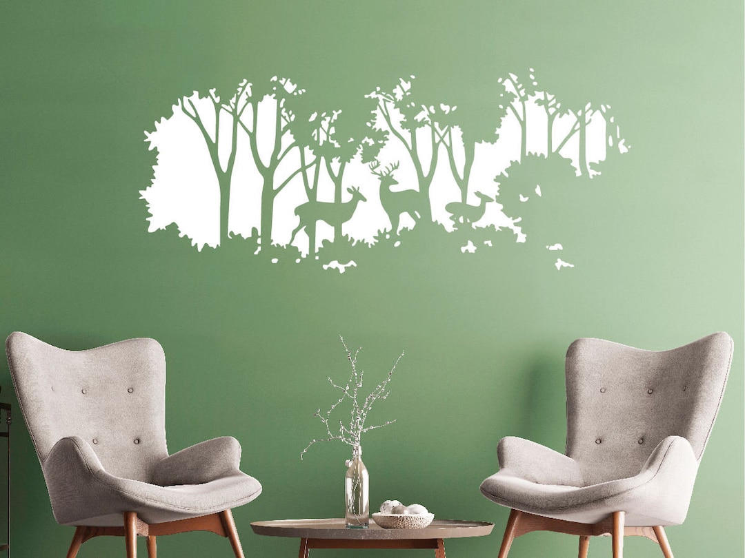 Forest Deer Wall Decal Bedroom Wall Stickers Forest Animals Wallpaper