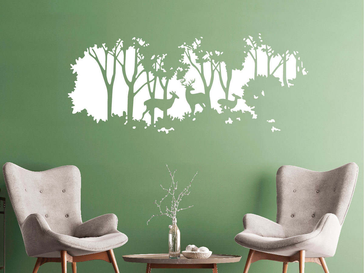 Forest Deer Wall Decal Bedroom Wall Stickers Forest Animals Etsy