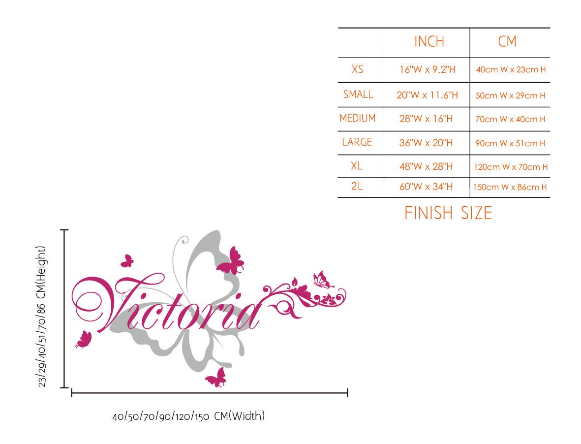 Butterfly With Name Wall Decal Butterfly With Personalized | Etsy