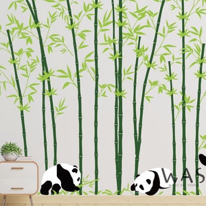 Panda Tree Wall Decals, Panda Wall Decals and Bamboo Decals,Large Tree Wall Decals, Panda Wall Stickers, Panda Bear With Bamboo Wall Decals image 1