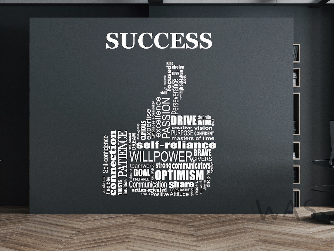 Office Wall Decal Motivational Wall Sticker Success Etsy