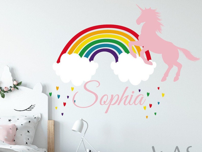 Unicorn Wall Decals Unicorn Wall Decal With Name Unicorn Wall Etsy